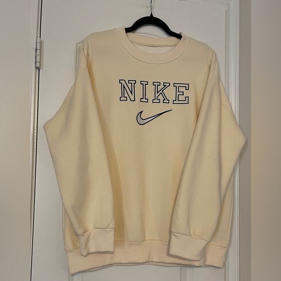 Vintage Nike Spell Out Embroidered Crewneck - Cream - Size XL